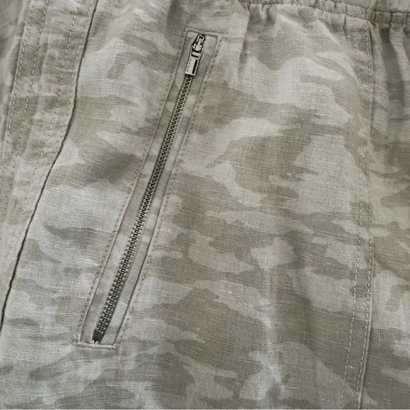 Athleta Cabo Tide Linen Jogger Sz 18 Neutral Camo Beige Mid Rise Zip Pocket NWT - Picture 9 of 13